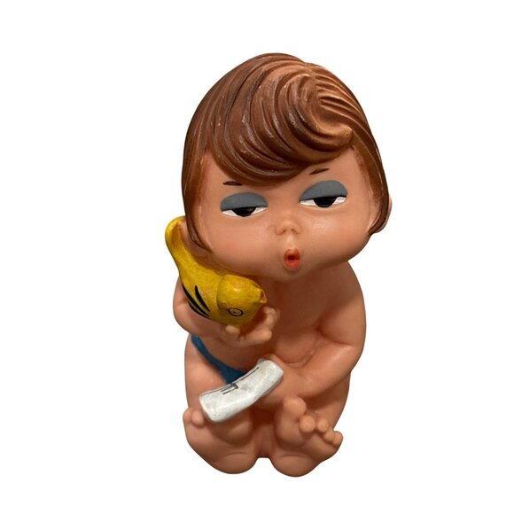 Vintage Rubber Squeaker Toy Ideal Baby Girl Singing with Bird & Music - Picture 11 of 11